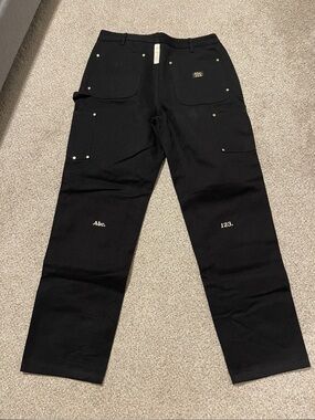 Advisory Board Crystals Black Cargo Work Pants with Subtle 'Abc.' Accent